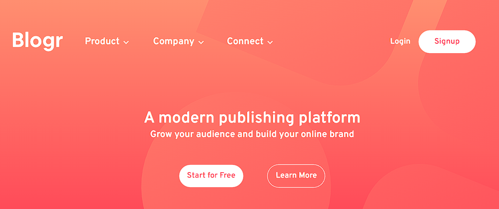 Blogr website landing page